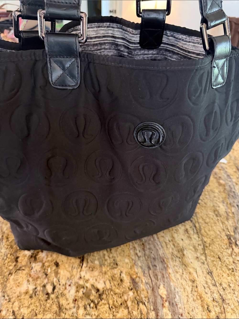 lululemon athletica Black Quilted Logo Tote